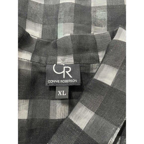 Connie Roberson Size XL  Top Blouse Button Down Shirt Jacket Plaid Collared - Picture 6 of 7